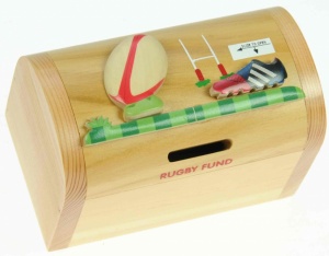 5215-RU: Rugby Money Boxes (Hidden Lock) (Pack Size 3) Price Breaks Available